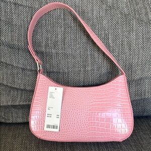 NWT Urban Outfitters Pink Crocodile Textured Shoulder Bag